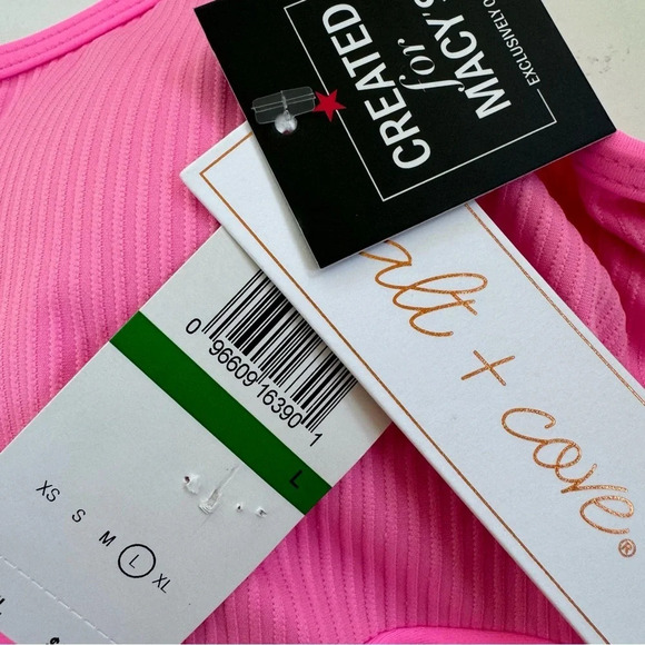 NWT Salt + Cove Not What It Seams Bikini Crop Top Peony Pink Size L - Picture 9 of 11